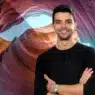 A smiling man with folded arms stands in front of a colorful canyon background, while Photoshop editing tools and the Photoshop logo appear on the left, highlighting creativity through courses online.