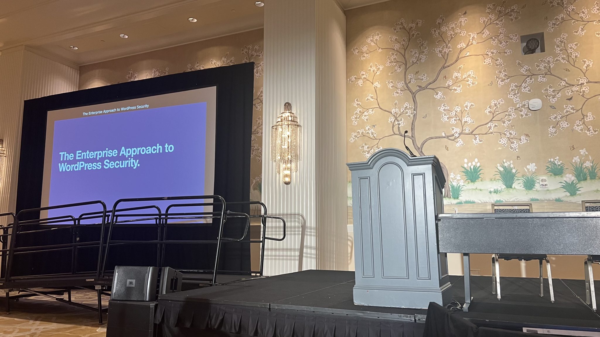 Conference presentation stage setup for course creators