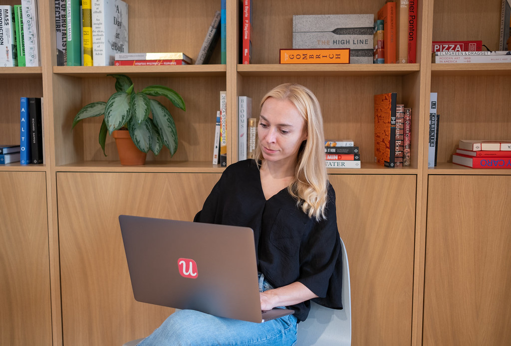 Working remotely from a library desk