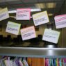 Stack of well-loved books on a shelf