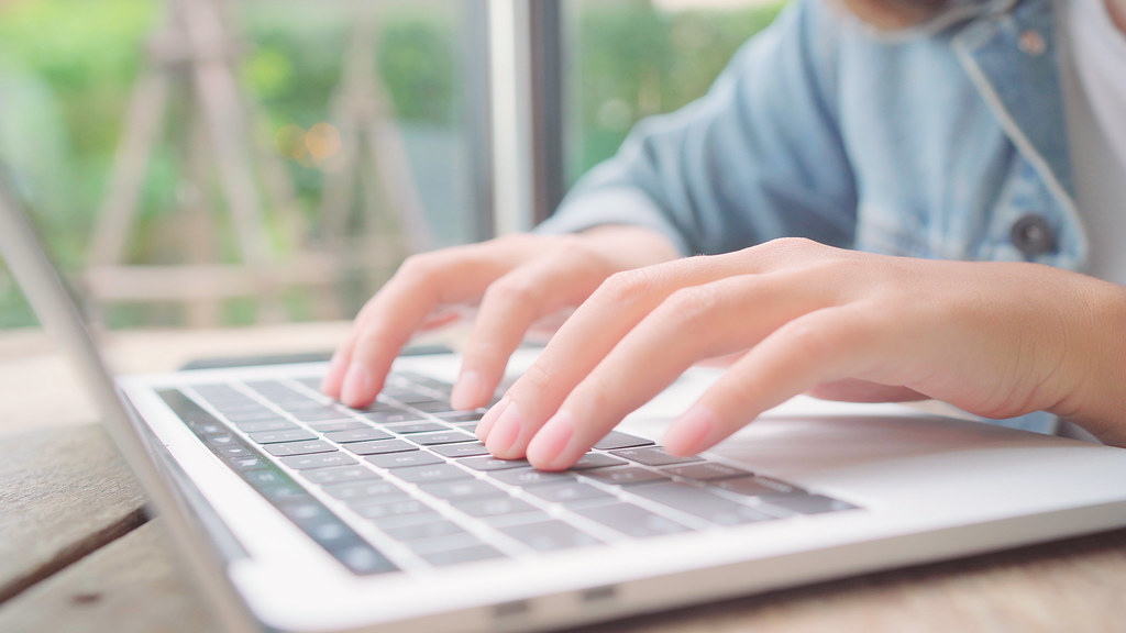 Freelance woman working on a laptop