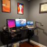 Home office desk setup with computer