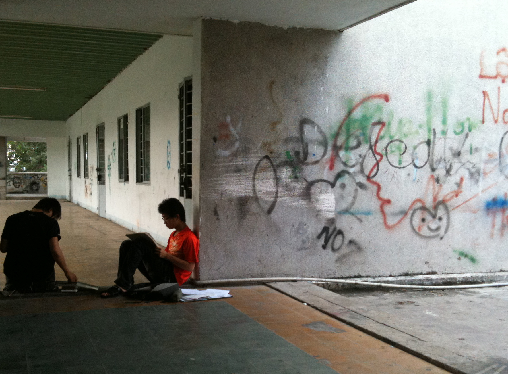 Two students studying together
