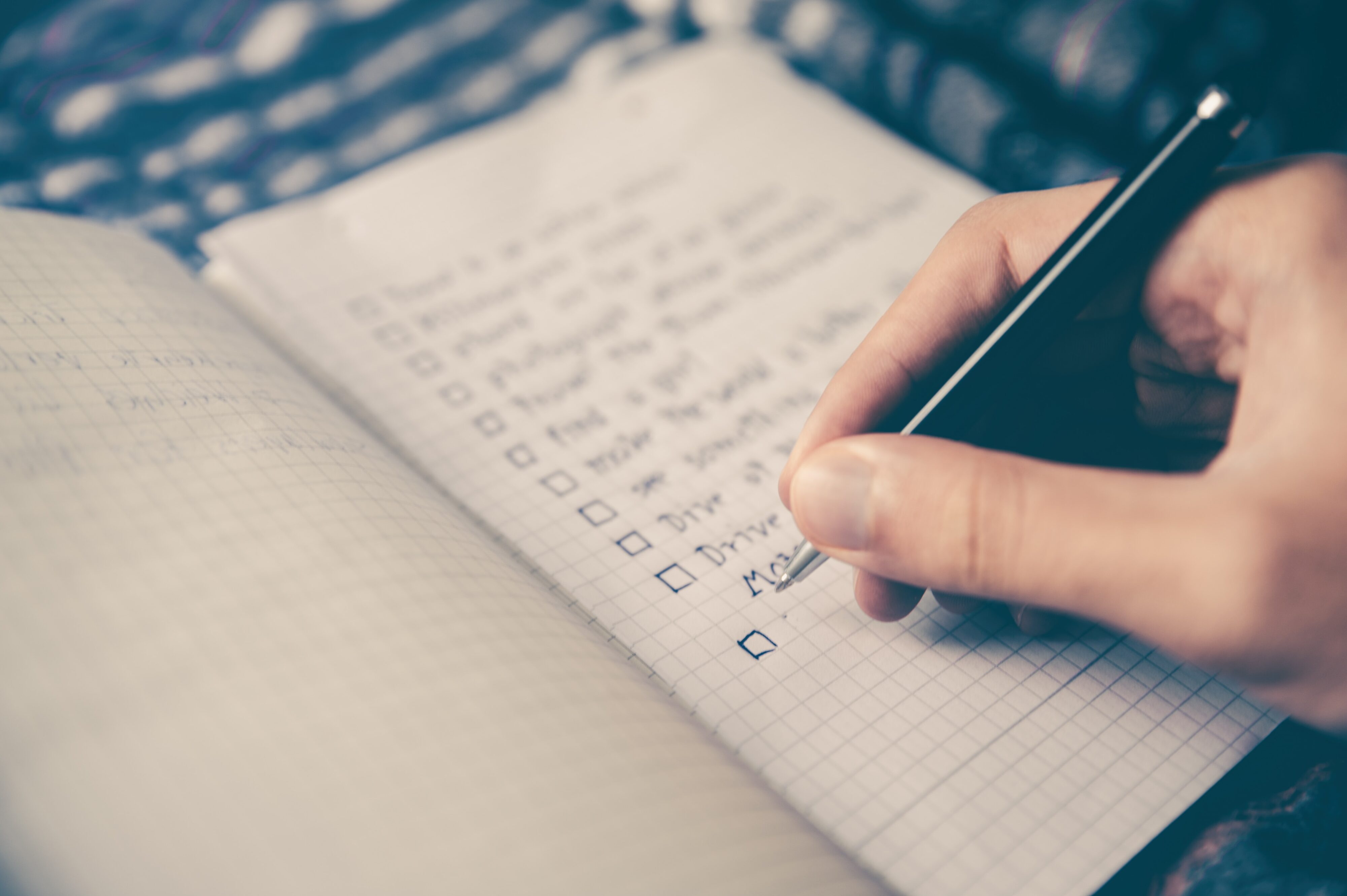 Handwritten list on paper
