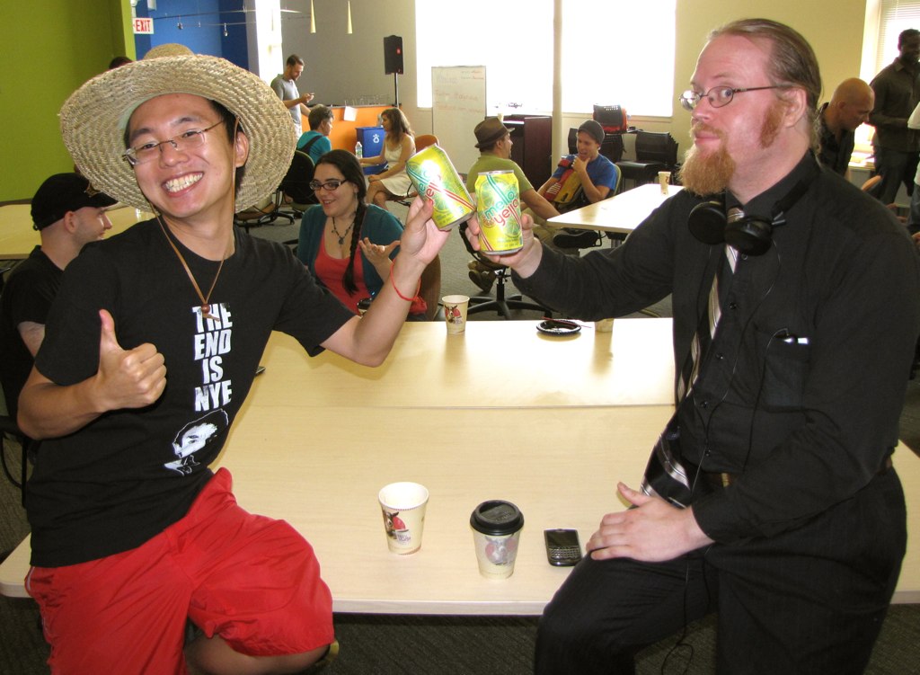 People networking and talking at an informal coffee meetup