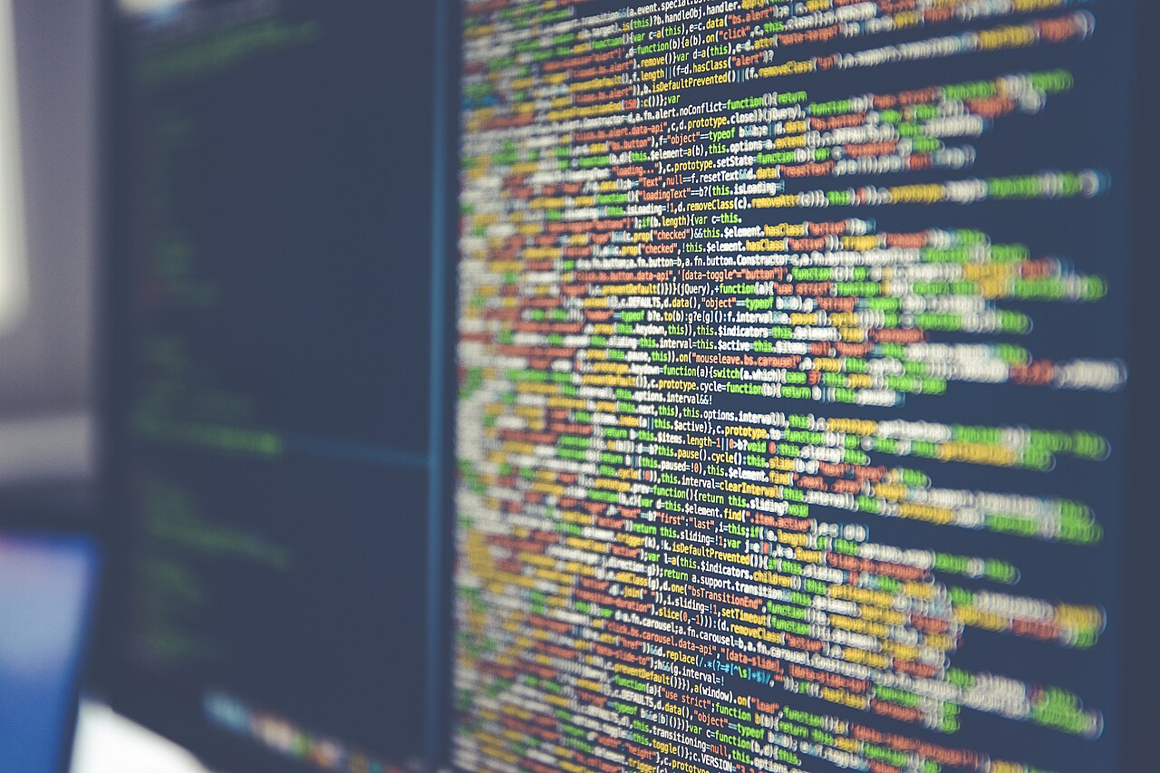 Lines of programming code on a computer monitor