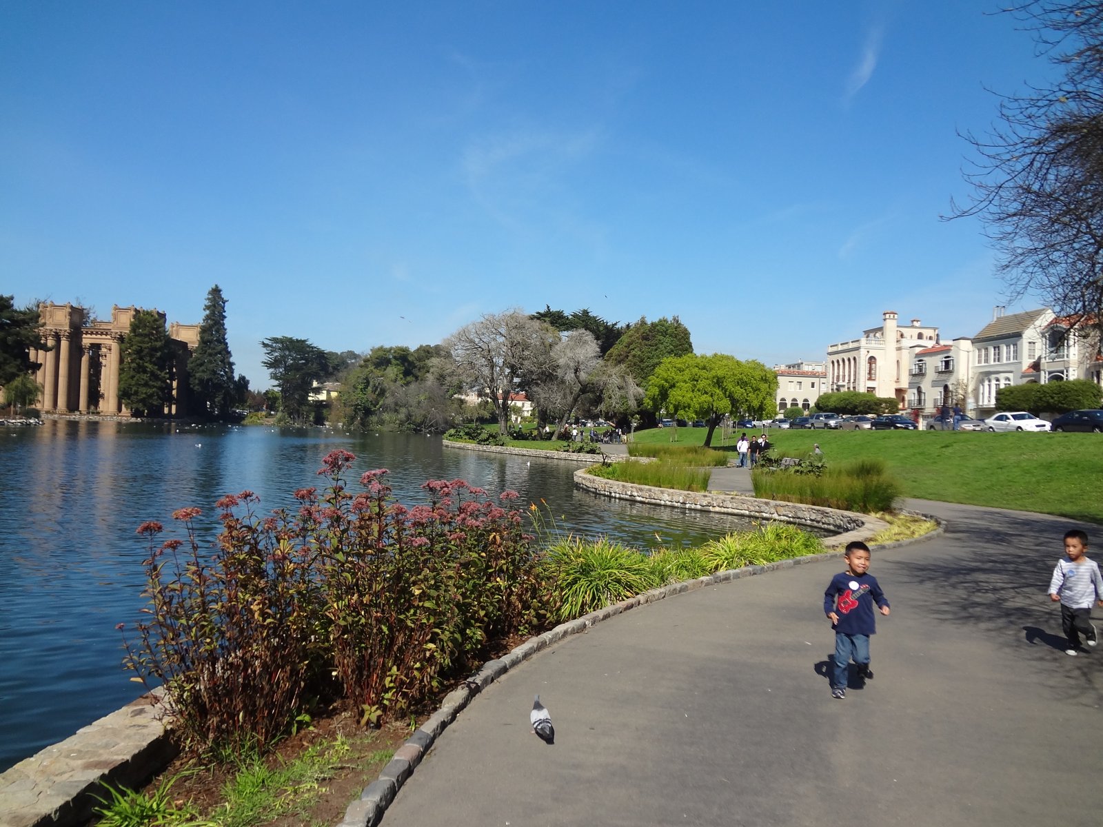 Children playing in the park at the Palace of Fine Arts San Francisco