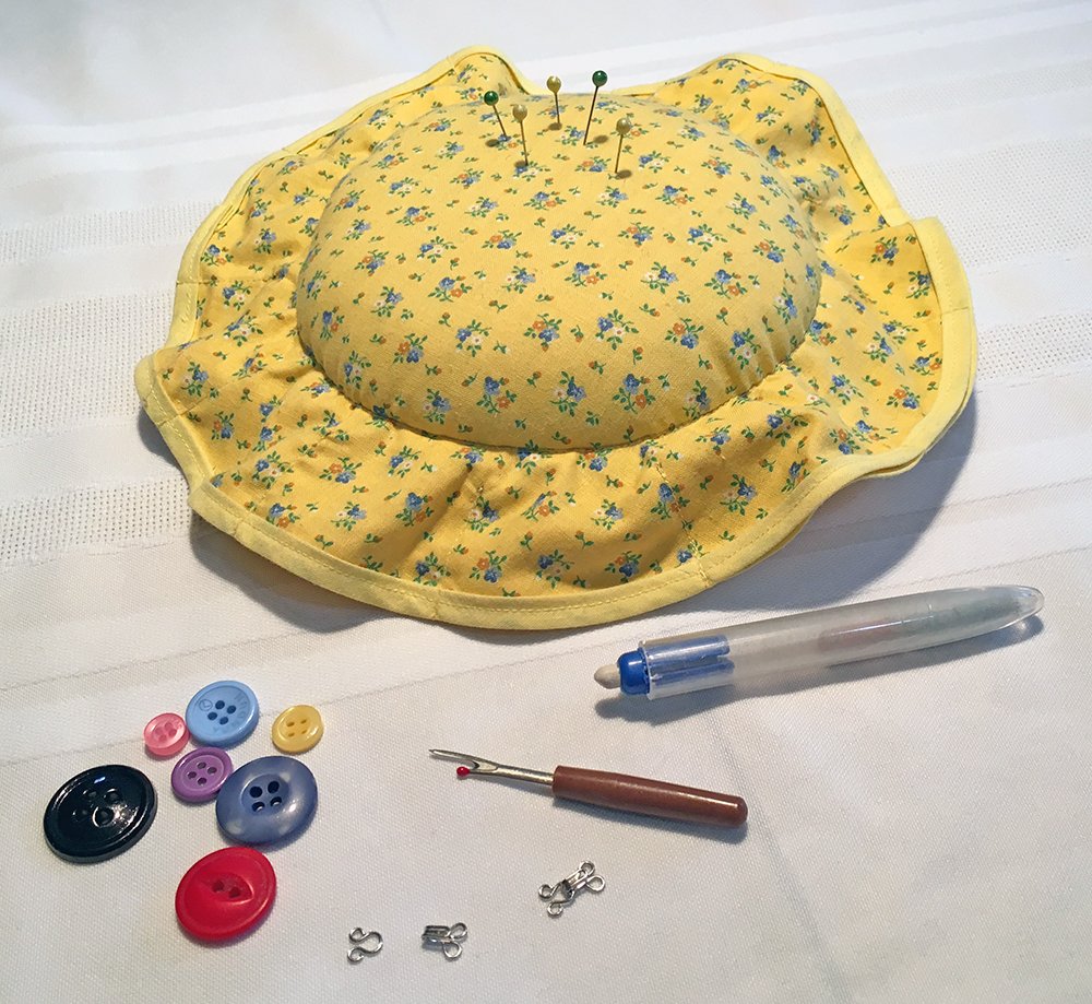 An assortment of sewing notions and tools