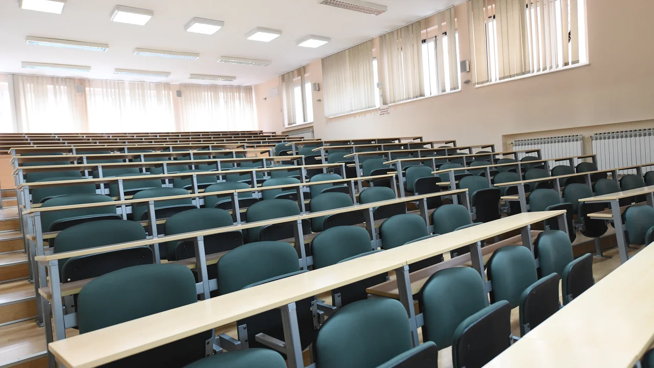 Empty classroom university or collage back to school concept in coronavirus pandemic time
