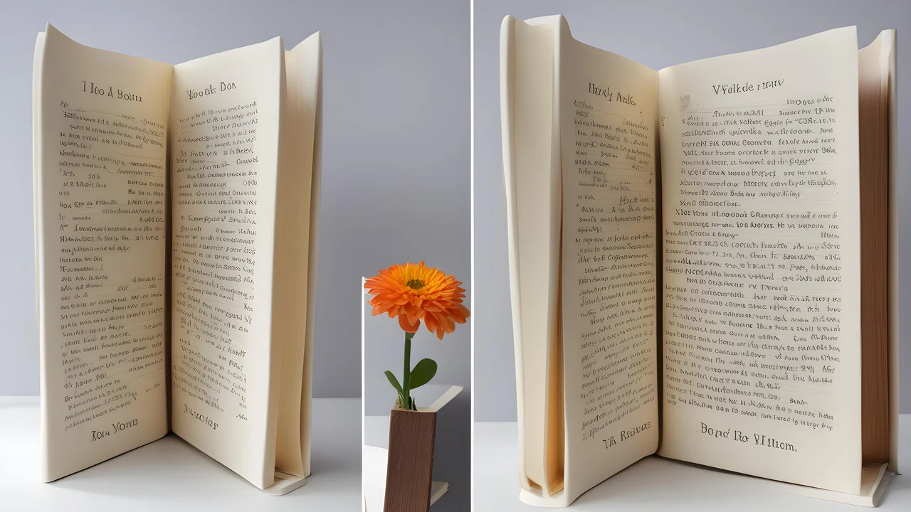 Two books with the words  the title  on the pages